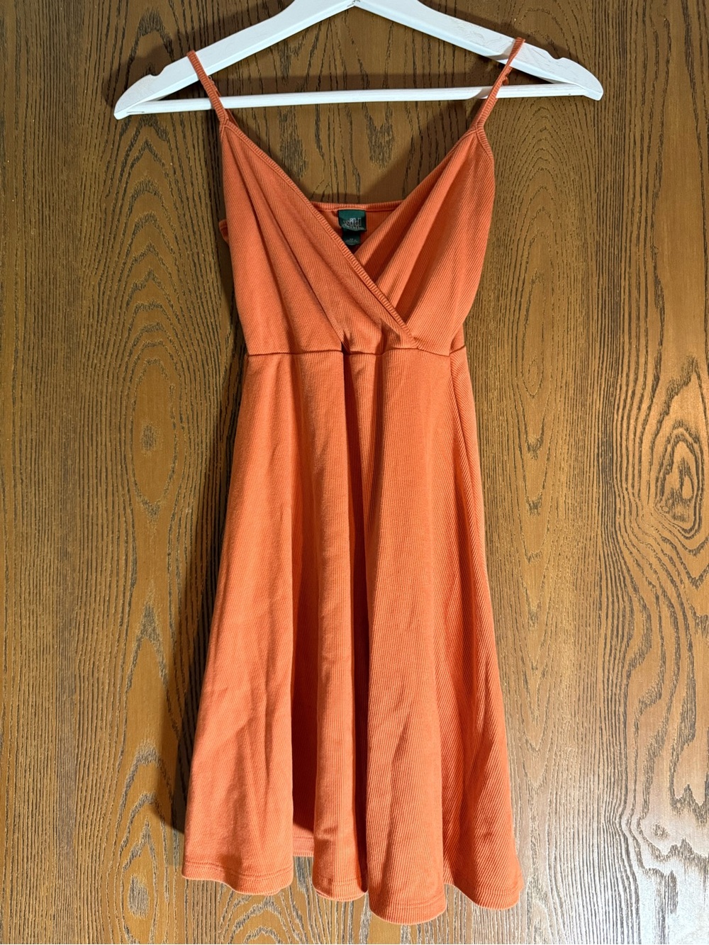 wild fable Orange V-Neck Mini Dress with Spaghetti Straps